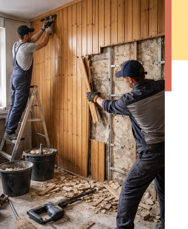 Демонтаж вагонки со стен в Петрозаводске от 1472 руб. — снятие, удаление, срочно | ОТДЕЛОЧНИК-Птр