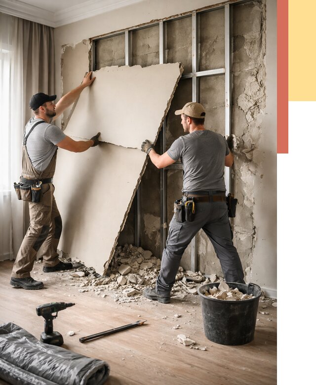 Демонтаж гипсокартона со стен в Петрозаводске от 355 руб. — услуги демонтажа | ОТДЕЛОЧНИК-Птр