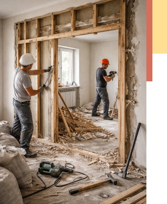 Демонтаж деревянных перегородок в Петрозаводске от 3248 руб. — быстро и недорого | ОТДЕЛОЧНИК-Птр