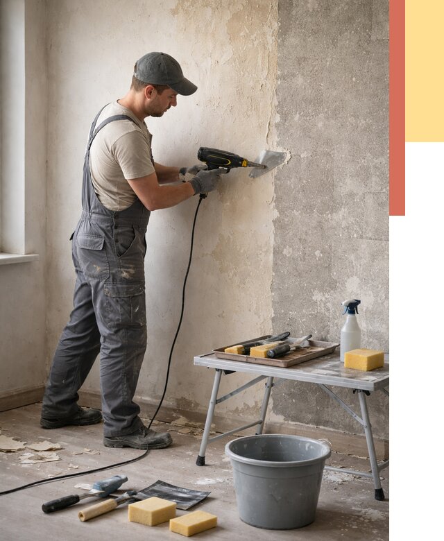 Очистка стен от клея в Петрозаводске от 1878 руб. — снятие и удаление клея со стен | ОТДЕЛОЧНИК-Птр