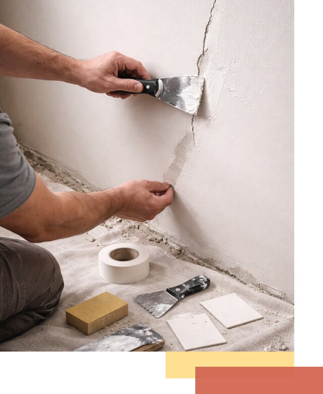 Заделка трещин и сколов в стенах и потолках в Петрозаводске