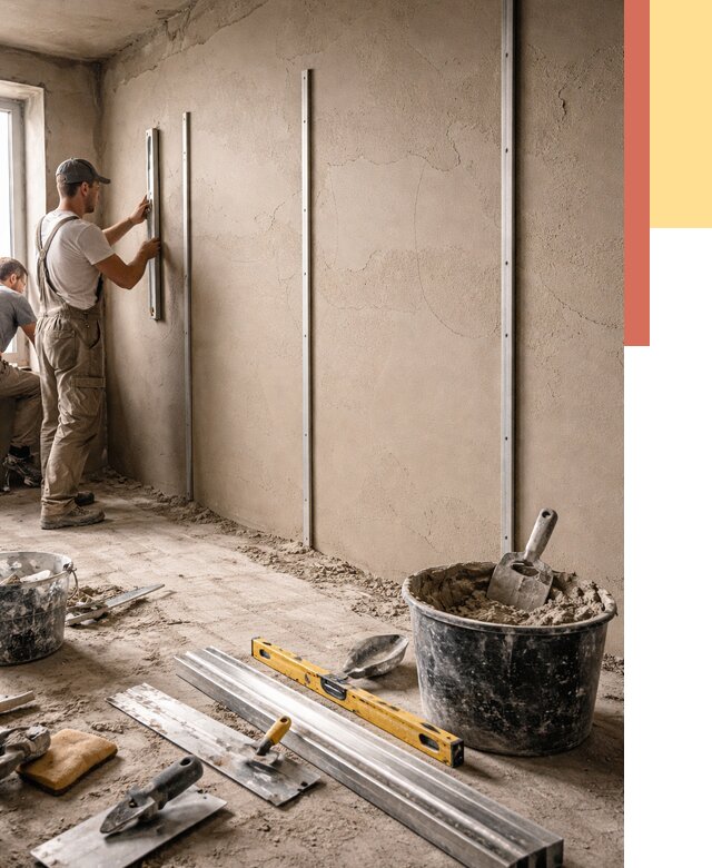 Штукатурка стен по маякам в Петрозаводске от 5583 руб./м² — выравнивание под ключ | ОТДЕЛОЧНИК-Птр