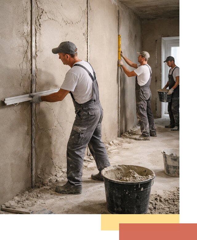 Штукатурка стен по маякам в Петрозаводске — точная и ровная поверхность