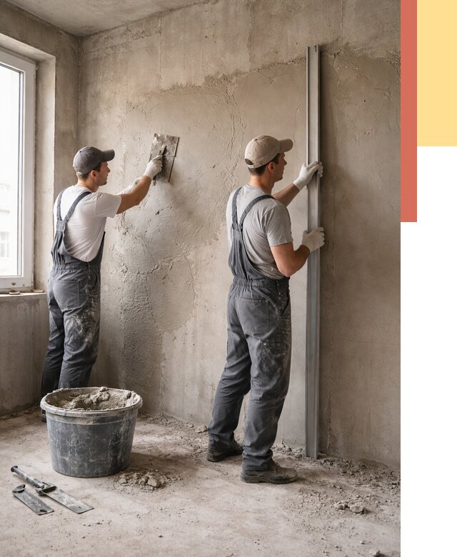 Штукатурка бетонных стен в Петрозаводске от 4568 руб/м² — качественно и быстро | ОТДЕЛОЧНИК-Птр