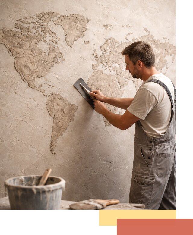 Декоративная штукатурка «Карта мира» под ключ в Петрозаводске