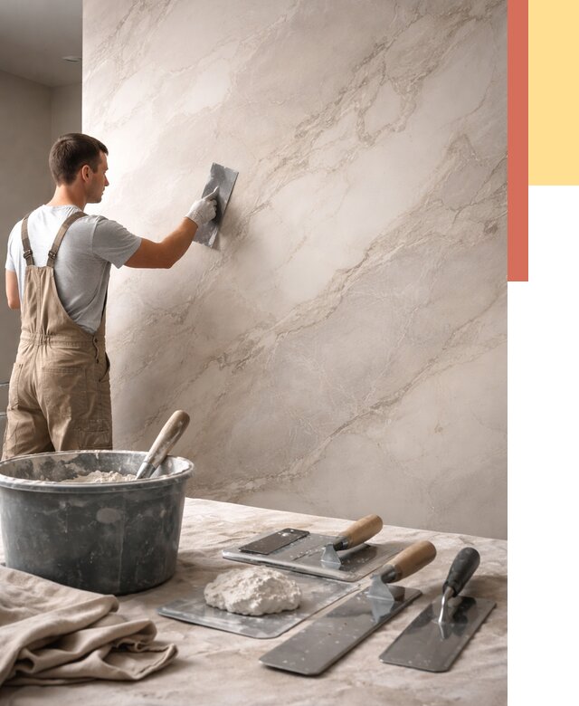 Декоративная штукатурка под мрамор в Петрозаводске от 2842 руб./м² — быстро и недорого | ОТДЕЛОЧНИК-Птр