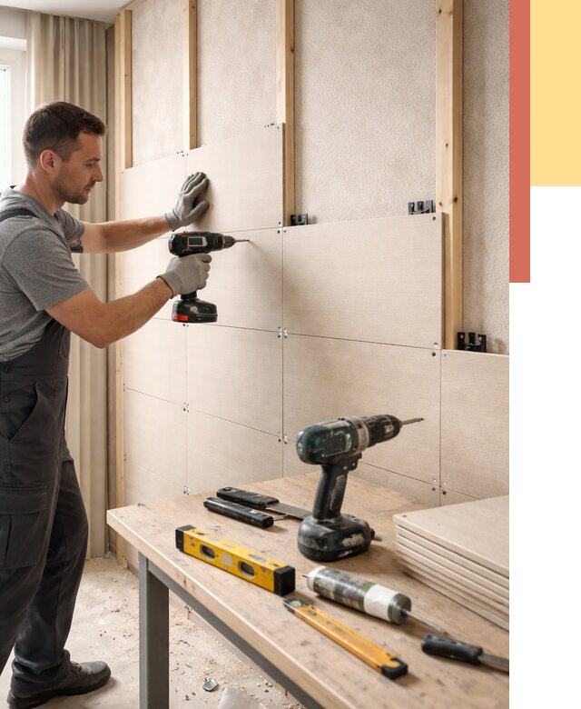 Монтаж МДФ панелей на стены в Петрозаводске от 1269 руб. под ключ | ОТДЕЛОЧНИК-Птр