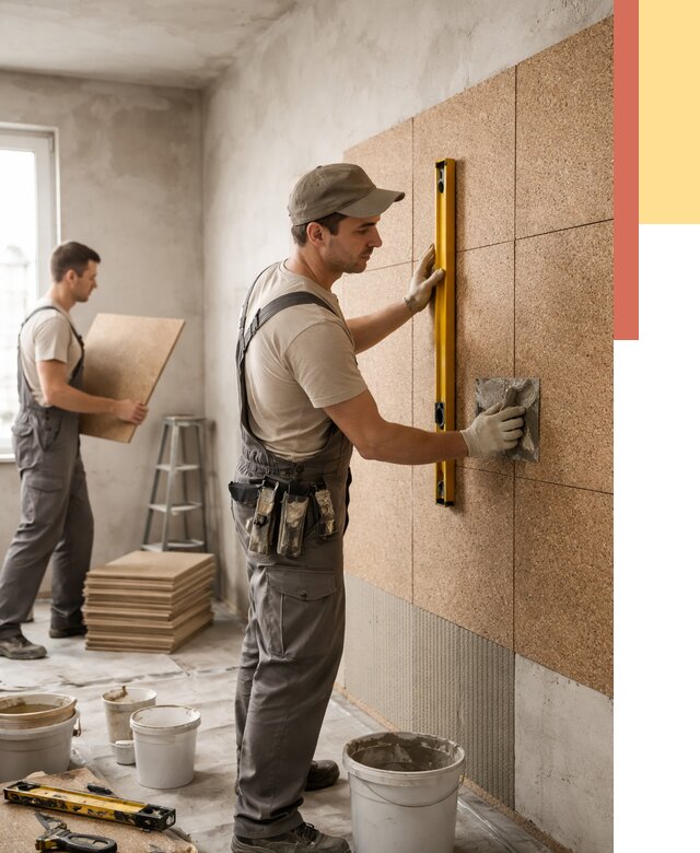 Монтаж пробковых панелей на стены в Петрозаводске от 3553 руб. — ОТДЕЛОЧНИК-Птр