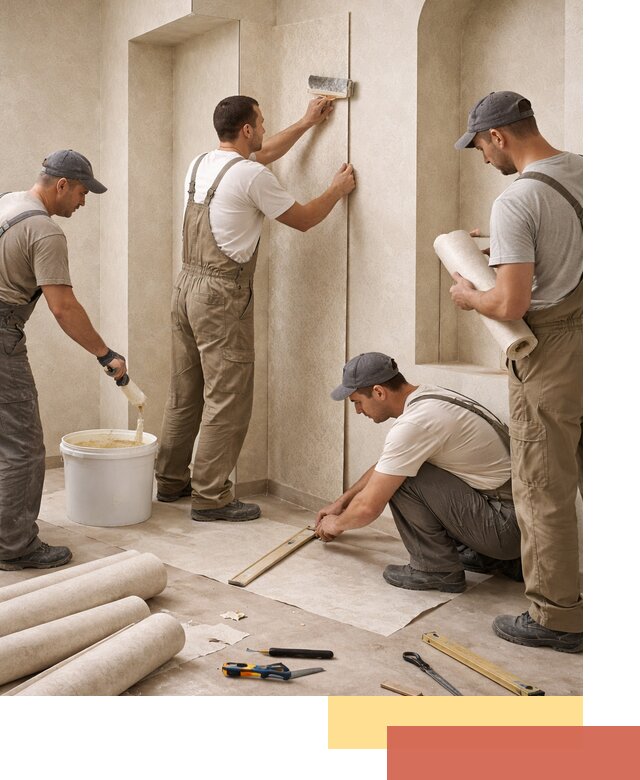 Поклейка обоев на сложные стены и неровные поверхности в Петрозаводске