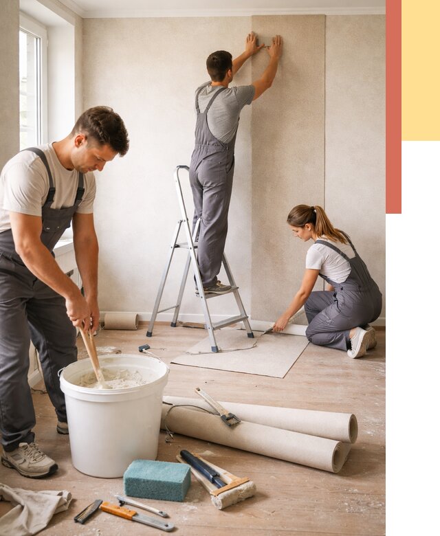 Оклейка стен обоями в Петрозаводске от 3553 руб/м2 — быстро и недорого | ОТДЕЛОЧНИК-Птр