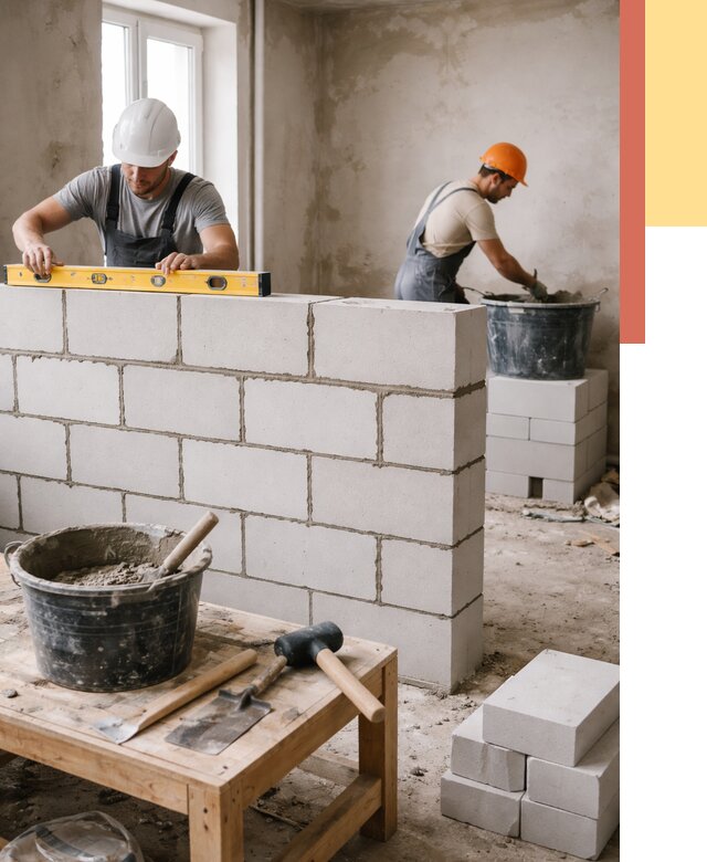 Кладка перегородок из газобетона в Петрозаводске от 3248 руб. под ключ | ОТДЕЛОЧНИК-Птр