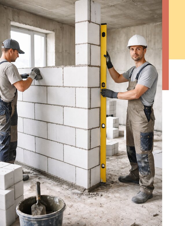 Кладка перегородок из пеноблока в Петрозаводске от 1827 руб. под ключ | ОТДЕЛОЧНИК-Птр