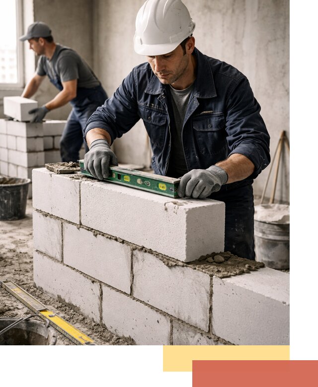 Кладка перегородок из пеноблока под ключ в Петрозаводске