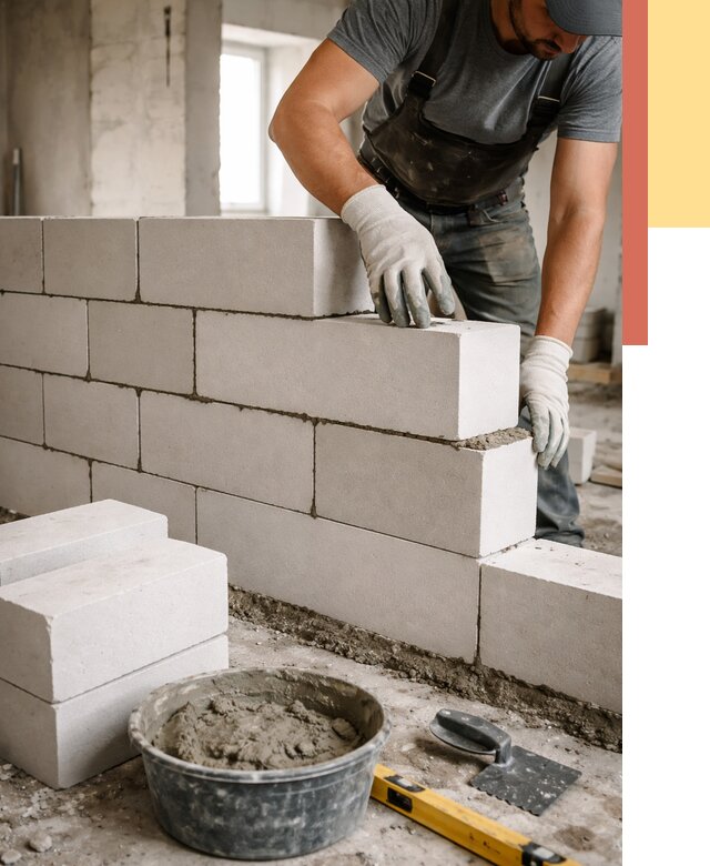 Кладка перегородок из силикатного блока в Петрозаводске от 4060 руб. под ключ | ОТДЕЛОЧНИК-Птр