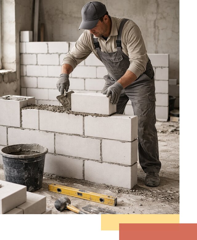 Кладка перегородок из силикатного блока в Петрозаводске