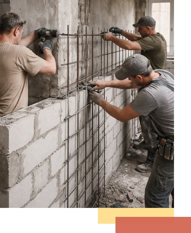 Армирование кладки перегородок в Петрозаводске профессионально и надёжно