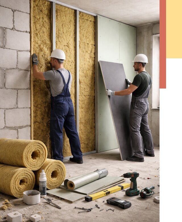 Шумоизоляция перегородок из блоков в Петрозаводске от 1878 руб./м² — быстро и недорого | ОТДЕЛОЧНИК-Птр