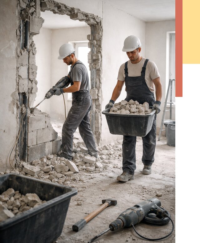 Демонтаж блоковых перегородок в Петрозаводске от 3806 руб. — быстро и недорого | ОТДЕЛОЧНИК-Птр