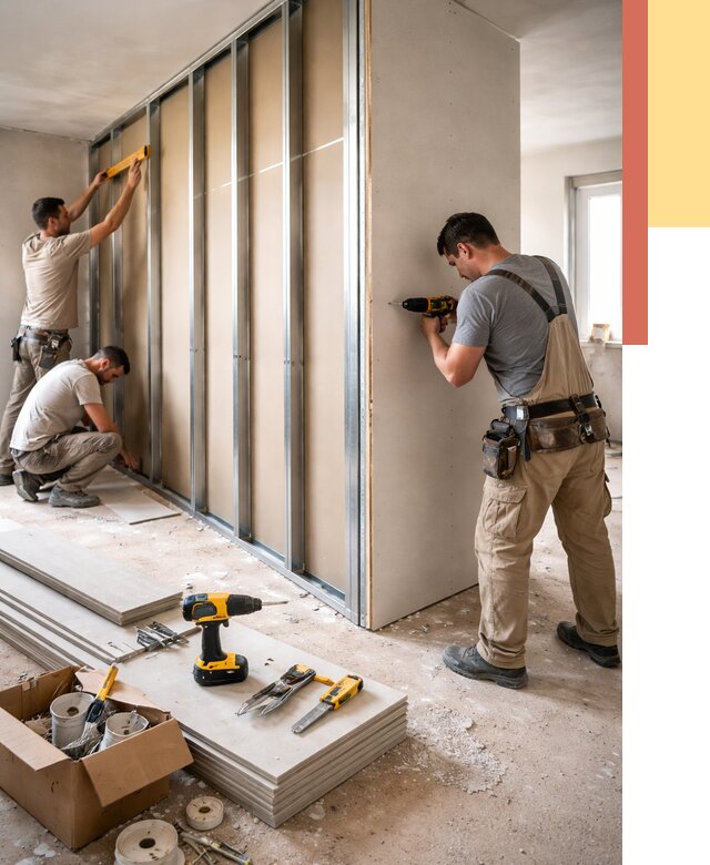 Монтаж однослойной перегородки из гипсокартона в Петрозаводске от 660 руб. | ОТДЕЛОЧНИК-Птр