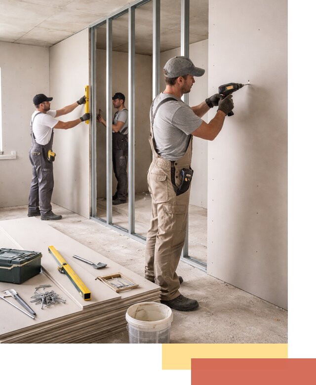 Однослойная перегородка из гипсокартона в Петрозаводске под ключ, монтаж и отделка