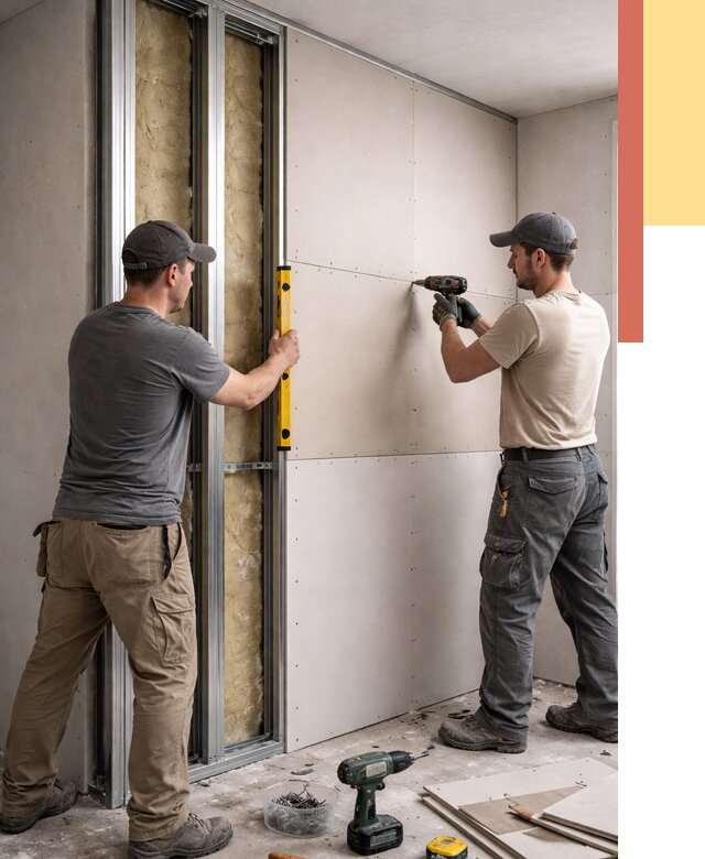 Монтаж двухслойной перегородки из гипсокартона в Петрозаводске от 1472 руб. | ОТДЕЛОЧНИК-Птр