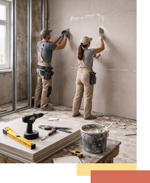 Монтаж двухслойной перегородки из гипсокартона в Петрозаводске