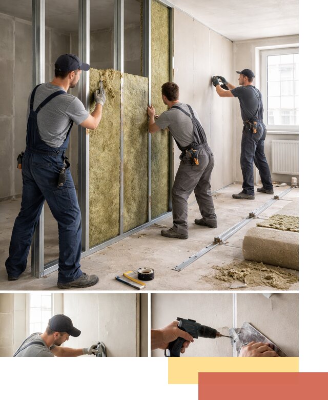 Перегородка из гипсокартона с шумоизоляцией в Петрозаводске — монтаж под ключ