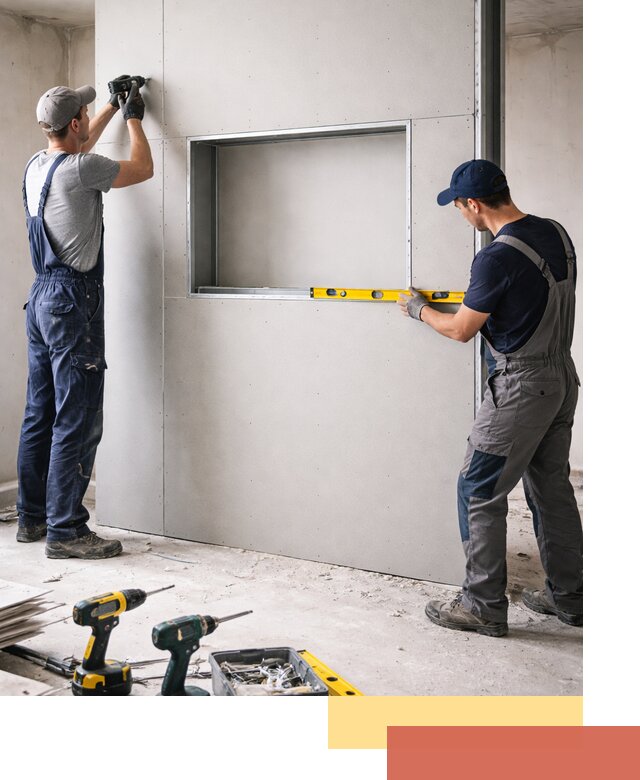 Перегородка из гипсокартона с нишей под декор в Петрозаводске