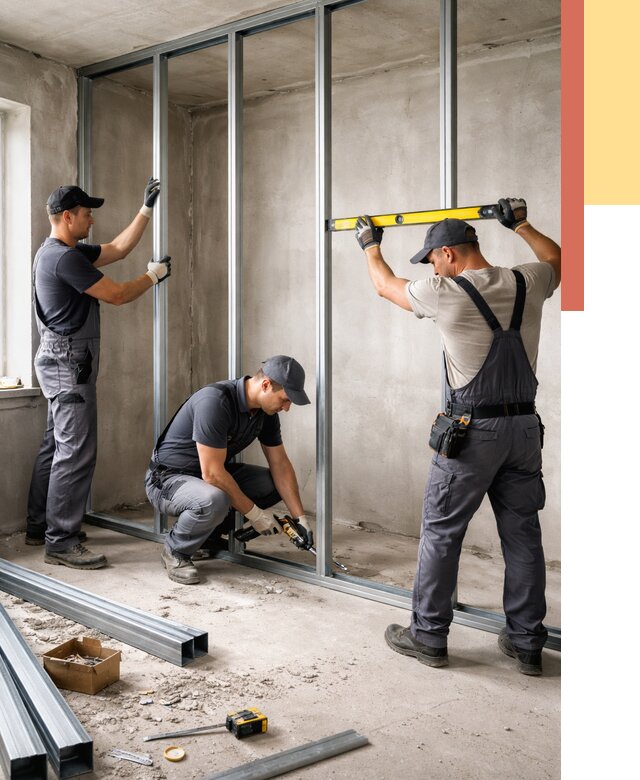 Монтаж каркаса перегородки из профиля в Петрозаводске от 761 руб. | ОТДЕЛОЧНИК-Птр