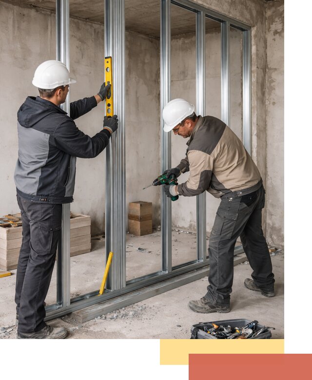 Монтаж каркаса перегородки из профиля в Петрозаводске