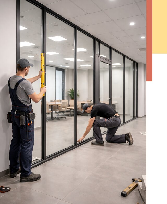 Каркасные стеклянные перегородки в Петрозаводске под ключ от 9338 руб. | ОТДЕЛОЧНИК-Птр