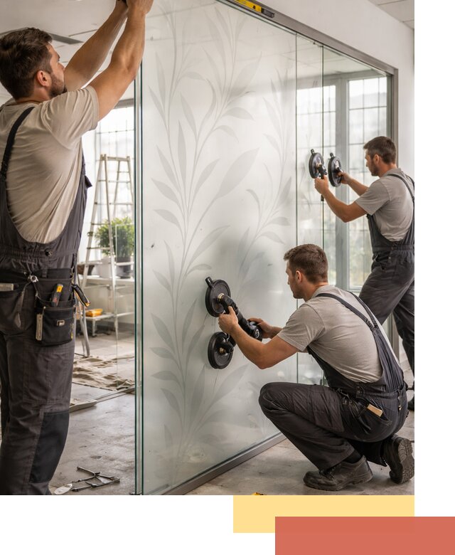 Стеклянные перегородки с рисунком на заказ в Петрозаводске