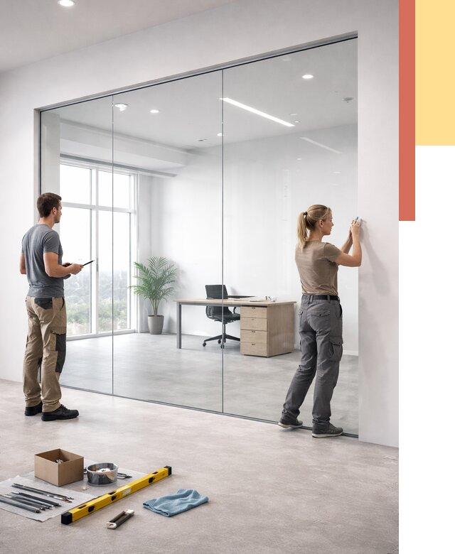 Перегородки из закаленного стекла в Петрозаводске от 9643 руб. под ключ | ОТДЕЛОЧНИК-Птр