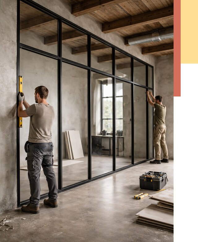 Стеклянные перегородки лофт в Петрозаводске от 10658 руб. под ключ | ОТДЕЛОЧНИК-Птр