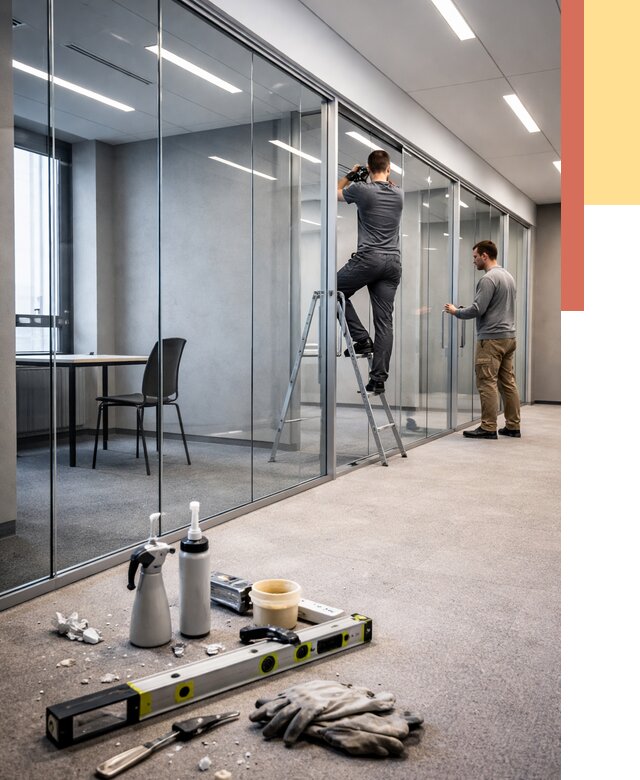 Стеклянные офисные перегородки в Петрозаводске от 8628 руб. — монтаж и установка | ОТДЕЛОЧНИК-Птр