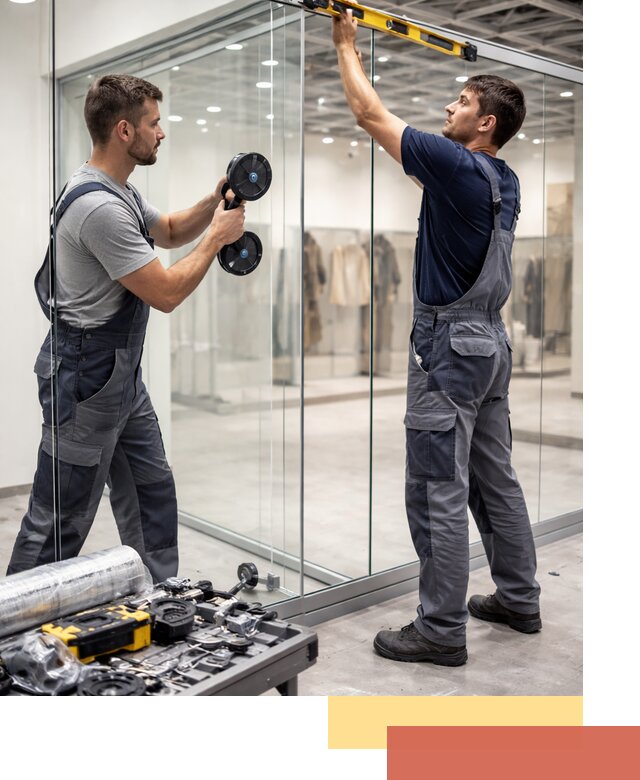 Стеклянные перегородки для магазинов в Петрозаводске — монтаж и установка