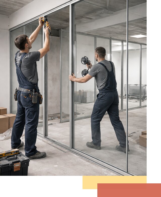 Алюминиевые перегородки со стеклом в Петрозаводске — изготовление и монтаж