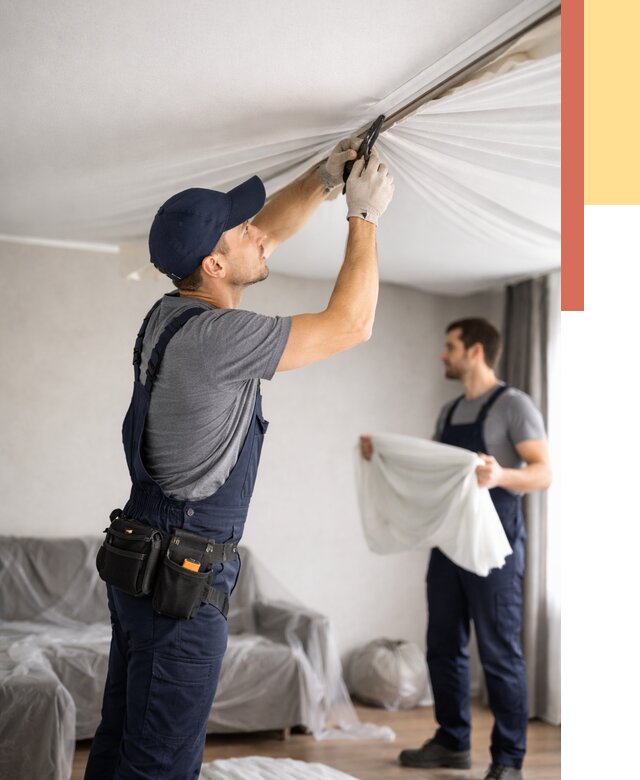 Демонтаж натяжного потолка в Петрозаводске от 4568 руб. — снятие и разбор под ключ | ОТДЕЛОЧНИК-Птр