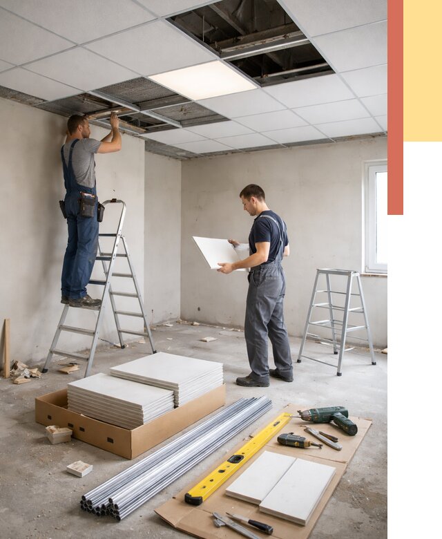 Монтаж потолка армстронг в Петрозаводске от 4568 руб/м2 — быстрая установка под ключ | ОТДЕЛОЧНИК-Птр