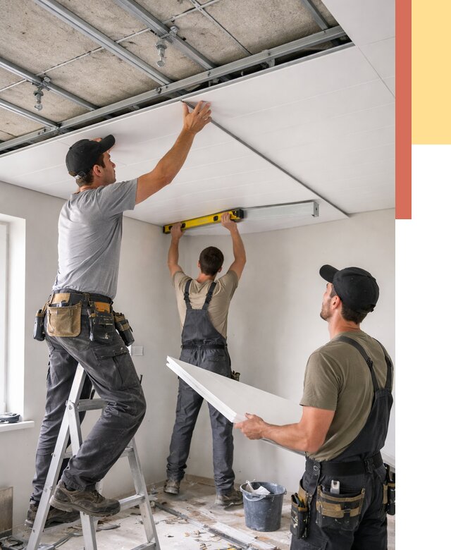 Монтаж потолка из ПВХ панелей в Петрозаводске от 3553 руб./м2 — быстро и недорого | ОТДЕЛОЧНИК-Птр