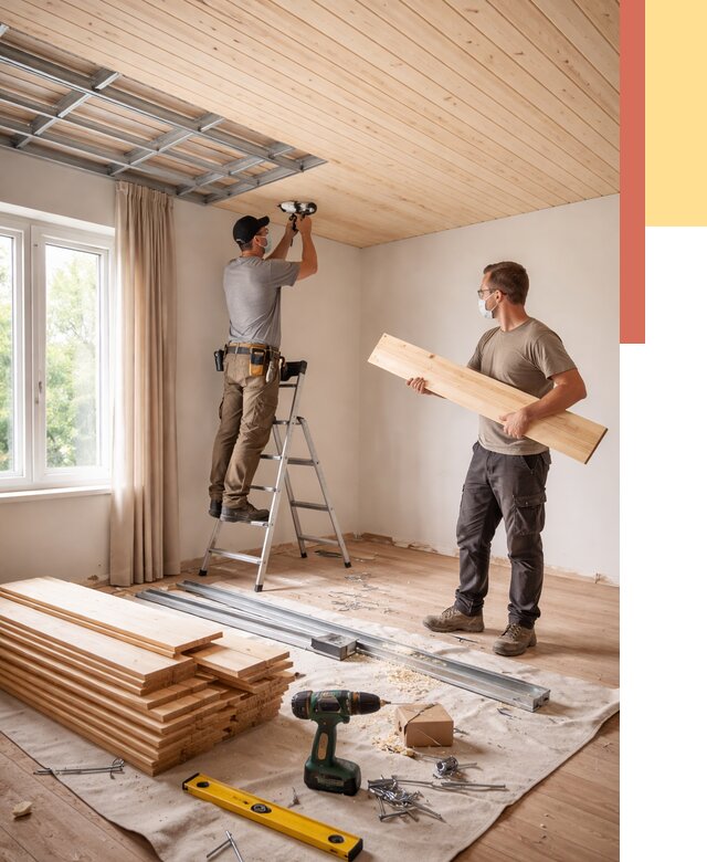 Монтаж потолка из вагонки в Петрозаводске от 6598 руб. | Быстро и недорого — ОТДЕЛОЧНИК-Птр