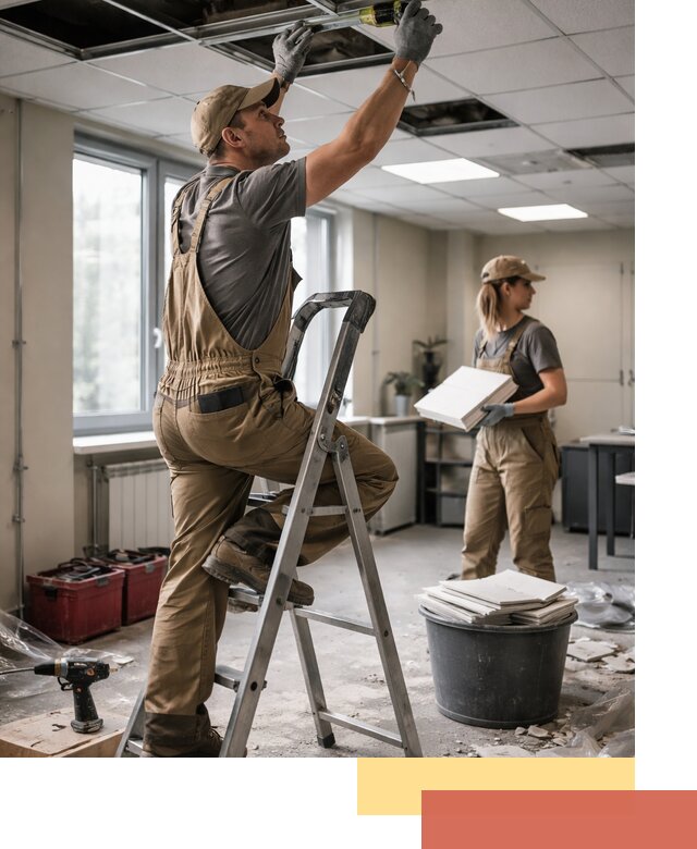 Ремонт потолка Армстронг и замена плит в Петрозаводске