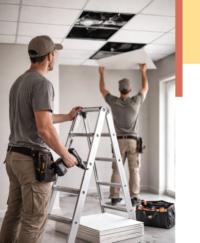 Обслуживание подвесного потолка в Петрозаводске от 3553 руб. — быстро и недорого | ОТДЕЛОЧНИК-Птр