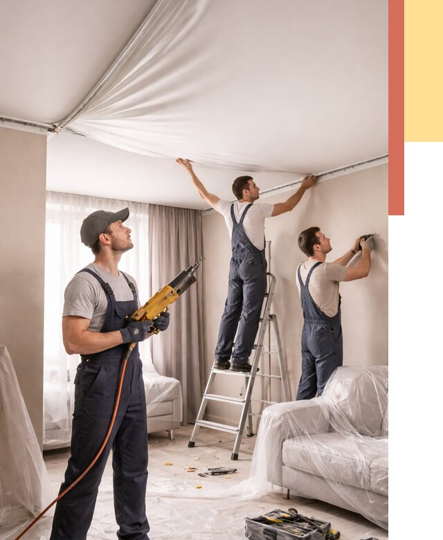 Установка натяжного потолка в Петрозаводске от 4568 руб. | Быстро и недорого — ОТДЕЛОЧНИК-Птр