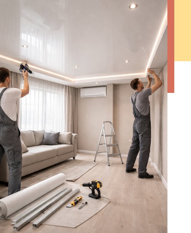 Монтаж глянцевого натяжного потолка в Петрозаводске от 761 руб. под ключ | ОТДЕЛОЧНИК-Птр