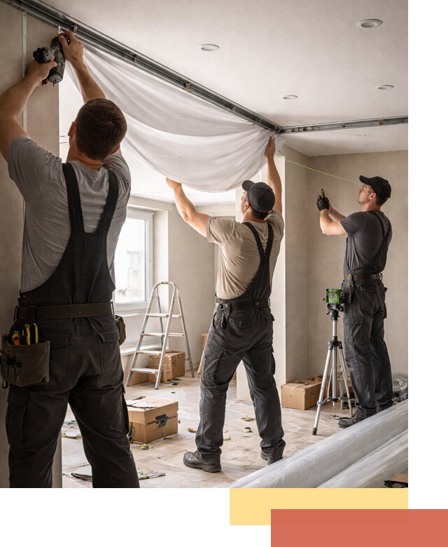 Монтаж парящего натяжного потолка под ключ в Петрозаводске