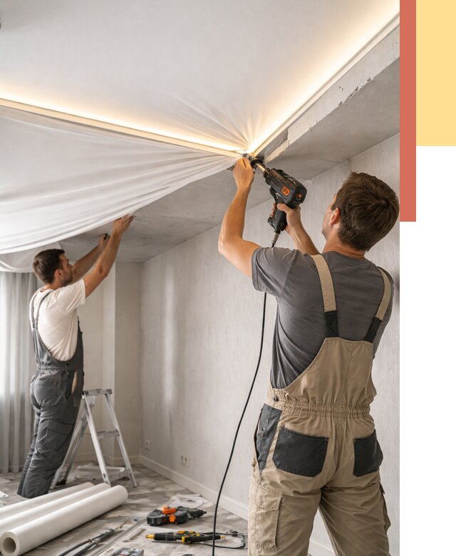 Монтаж натяжного потолка с подсветкой в Петрозаводске от 964 руб. | ОТДЕЛОЧНИК-Птр