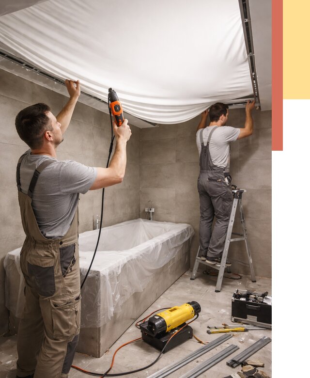 Монтаж натяжного потолка в ванной в Петрозаводске от 1218 руб. под ключ | ОТДЕЛОЧНИК-Птр