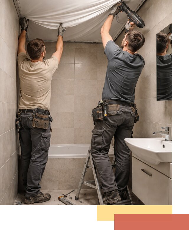 Монтаж натяжного потолка в ванной в Петрозаводске быстро и качественно