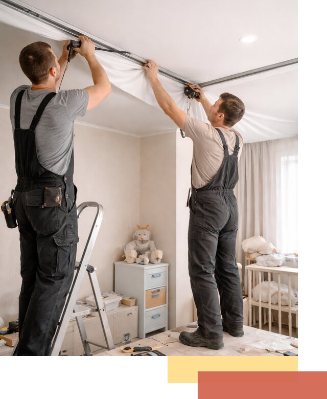 Монтаж натяжного потолка в детской комнате в Петрозаводске